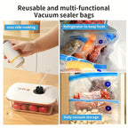 Food Vacuum Storage Bag and Handheld Electric Vacuum Machine Set, 3 Sizes Vacuum Sealed Zipper Bags with 1 Pack of Electric Pump, Large Medium Small Vacuum Zipper Bags for Refrigerator Storage, Food Freshness Preservation Bags