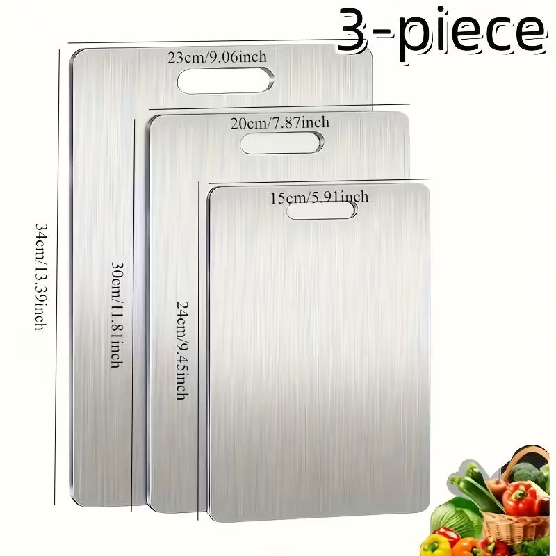 Block Set with Non-Slip Base & Storage - Heavy-Duty 201 Cutting Boards, Dishwasher, Space-Saving Modern Kitchen Board Set with Knife-Friendly Design, BPA-Free & Rustproof for Meat, Vegetables, Cheese, Bread