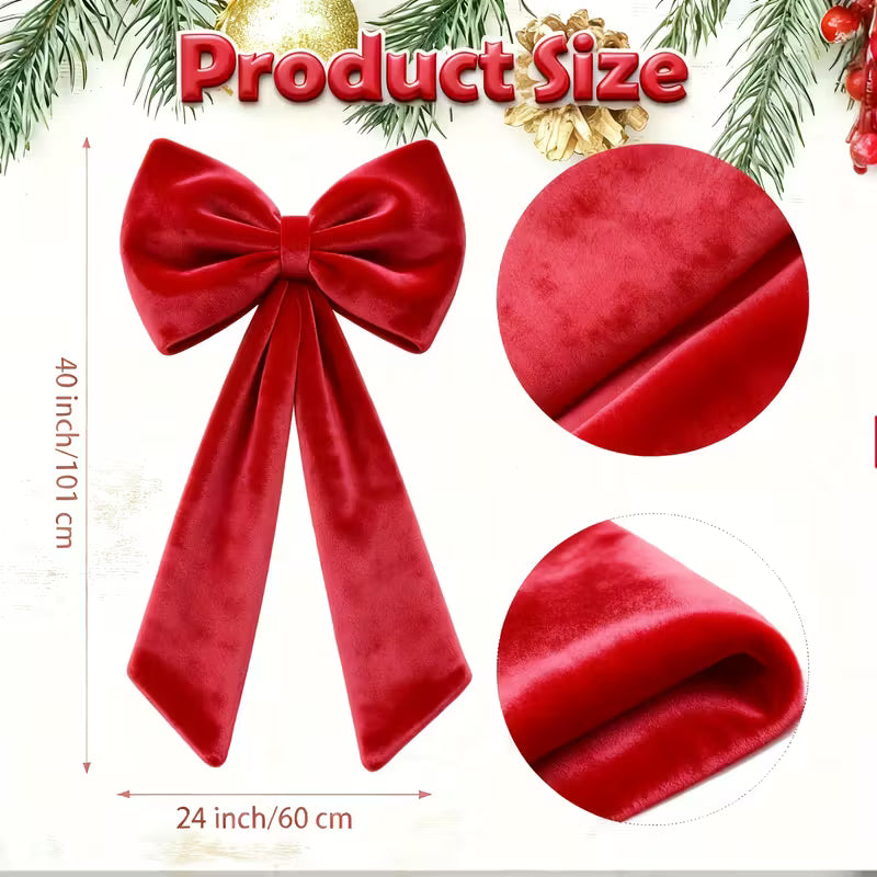 40 Inch 3D Large Velvet Red Bow Christmas Giant Bow Decoration Big Red Ribbon Party Backdrop Wall Decor for Room Door Xmas Tree Birthday Wedding Bachelorette Baby Shower Tree Toppers