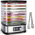 Food Dehydrator Machine Adjustable Temperature & 72H Timer, 5-Tray Dehydrators for Food And Jerky, Fruit, Dog Treats, Herbs, Snacks, LED Display, 240W Electric Food Dryer, Recipe Book