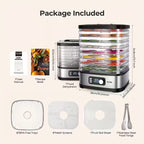 Food Dehydrator Machine Adjustable Temperature & 72H Timer, 5-Tray Dehydrators for Food And Jerky, Fruit, Dog Treats, Herbs, Snacks, LED Display, 240W Electric Food Dryer, Recipe Book