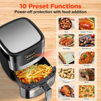Air Fryers, Pro 10-in-1 with Large Capacity Basket, 95% Less Oil, Match Cook & Smart Finish to Roast, Broil& More for Quick, Easy Meals, Stainless Steel