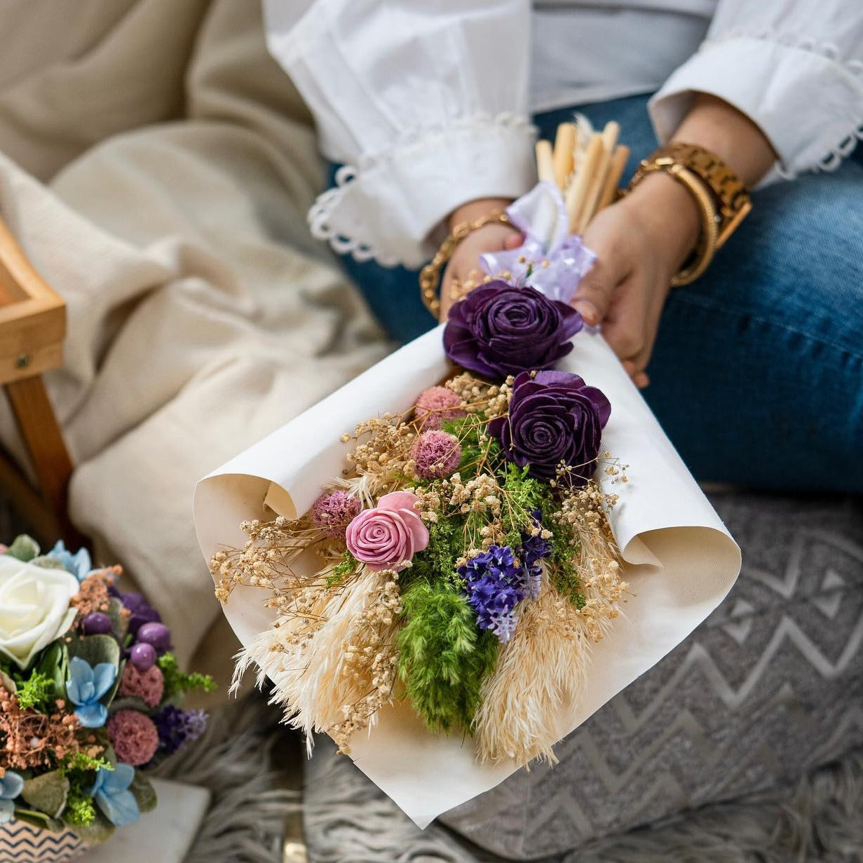 Lavender Hand-Tied Dried Flower Bouquet