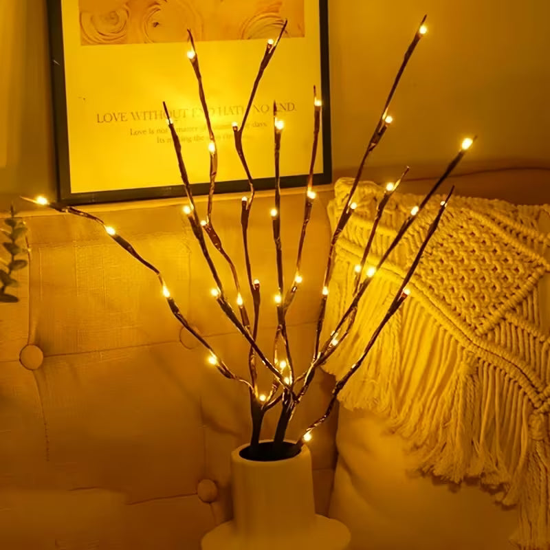 2pcs Set of Imitation Tree Branch LED Lights, Battery-Powered, 20 LEDs Each, Vase Filled with Artificial Twigs Decorative Lights, Cool Decoration, Room Bedside Lamp, Romantic Home Decoration Halloween Decorations, Christmas Decorations