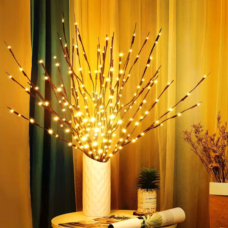 2pcs Set of Imitation Tree Branch LED Lights, Battery-Powered, 20 LEDs Each, Vase Filled with Artificial Twigs Decorative Lights, Cool Decoration, Room Bedside Lamp, Romantic Home Decoration Halloween Decorations, Christmas Decorations