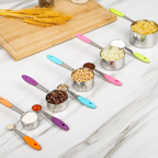 5pcs Measuring Spoon Set/10pcs Measuring Spoon Measuring Cup Set, Stainless Steel, with Silicone Handle, Precise Measuring Tool for Cooking | Essential for Christmas Baking, Kitchen Measuring Set, Cooking Tools, Sleek Kitchenware, Functional Design