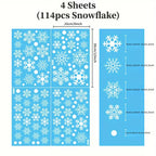 Festive 114pcs Snowflake Window Clings - Electrostatic White Snowflakes For Christmas & Winter Door Decorations Snowflake Ribbon Wired