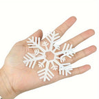 Festive 114pcs Snowflake Window Clings - Electrostatic White Snowflakes For Christmas & Winter Door Decorations Snowflake Ribbon Wired