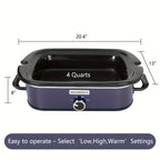 4 Quart Best Slow Cooker with Removable Pot for Large Families Party, Manual Warm Setting, multiple color options, red, black, white