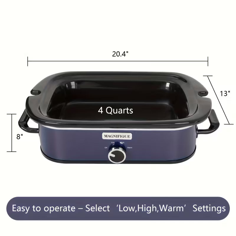 4 Quart Best Slow Cooker with Removable Pot for Large Families Party, Manual Warm Setting, multiple color options, red, black, white