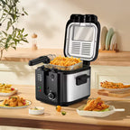 SUSTEAS Deep Fryer for Home Use, Large Capacity Oil Fryer with 5 Sizes, Adjustable Temperature Control, Easy-to-Clean Pot, Made Of Stainless Steel, Local Warehouse, Compact And Durable Design, Stylish Cooking Appliance & Essential Kitchen Tool.