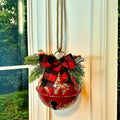1pc Christmas Bell with Bow and Grass Door Hanger, Holiday Bell Decoration