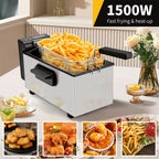 SUSTEAS Deep Fryer for Home Use, Large Capacity Oil Fryer with 5 Sizes, Adjustable Temperature Control, Easy-to-Clean Pot, Made Of Stainless Steel, Local Warehouse, Compact And Durable Design, Stylish Cooking Appliance & Essential Kitchen Tool.