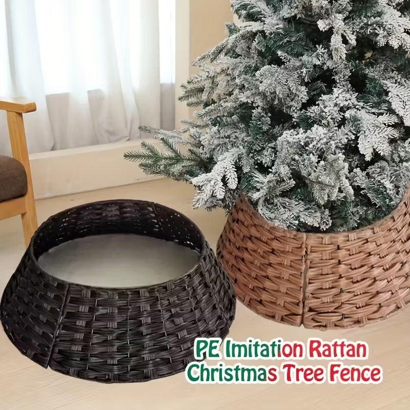 PE Imitation Christmas Tree Fence, Festive Tree Skirt, Home & Kitchen Decor, Holiday Seasonal Arrangement, Christmas Tree Stand, Durable & Easy to Clean, Halloween