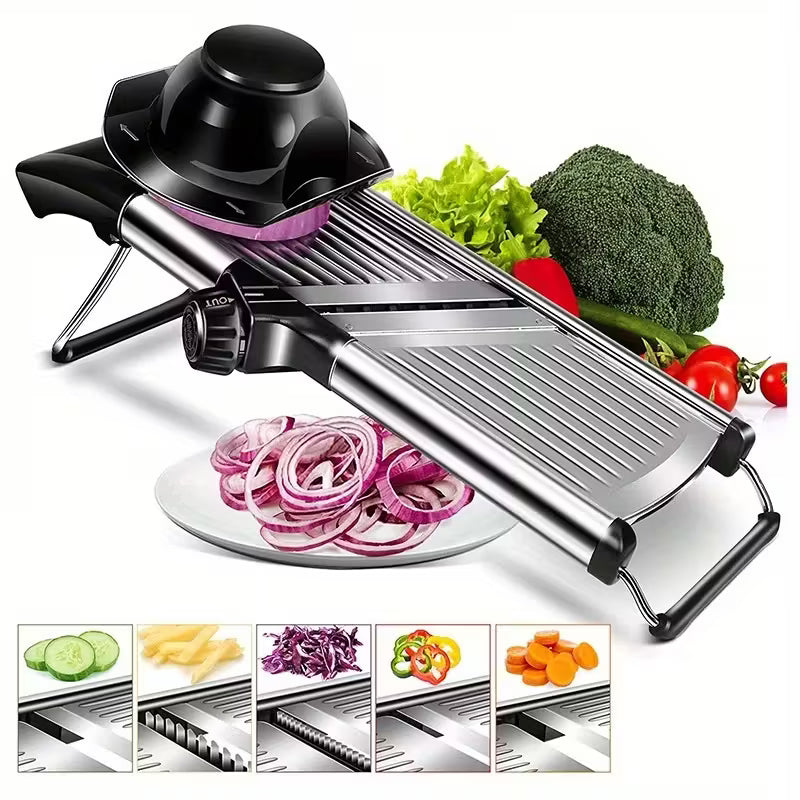 Stainless Steel Vegetable Slicer with 5 Blades Adjustable Mandoline Slicer Professional Vegetable Onion Potato Grater Kitchen Accessories