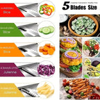 Stainless Steel Vegetable Slicer with 5 Blades Adjustable Mandoline Slicer Professional Vegetable Onion Potato Grater Kitchen Accessories