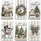 6pcs Festive Christmas Kitchen Towels - 23.62x15.75 Inch, Polyester, Quick-Dry, Absorbent, with Snowman, Reindeer, and Holiday Designs for Kitchen, Dining, and Holiday Decor, Christmas Kitchen Decor