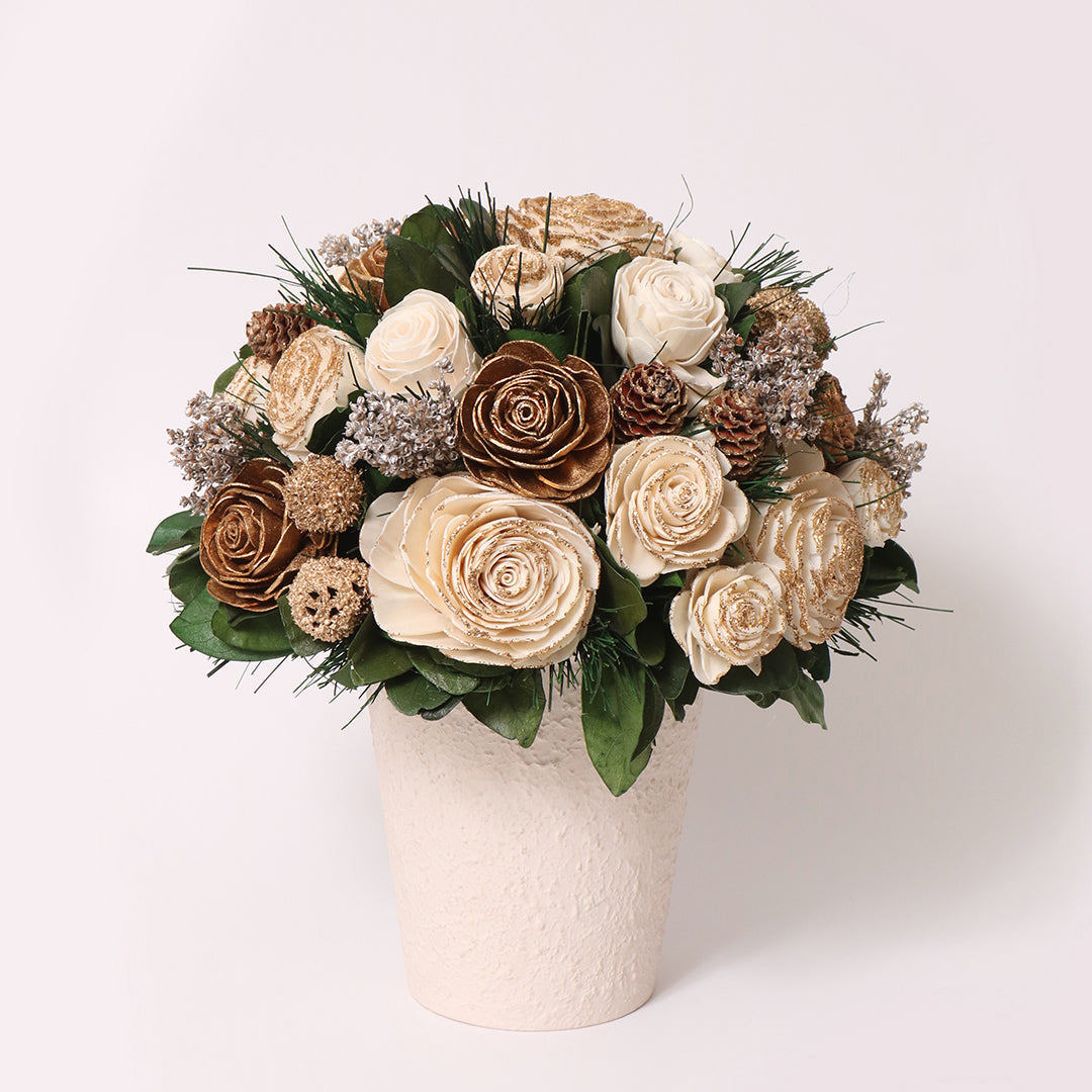Beige & Gold Flower Pot
