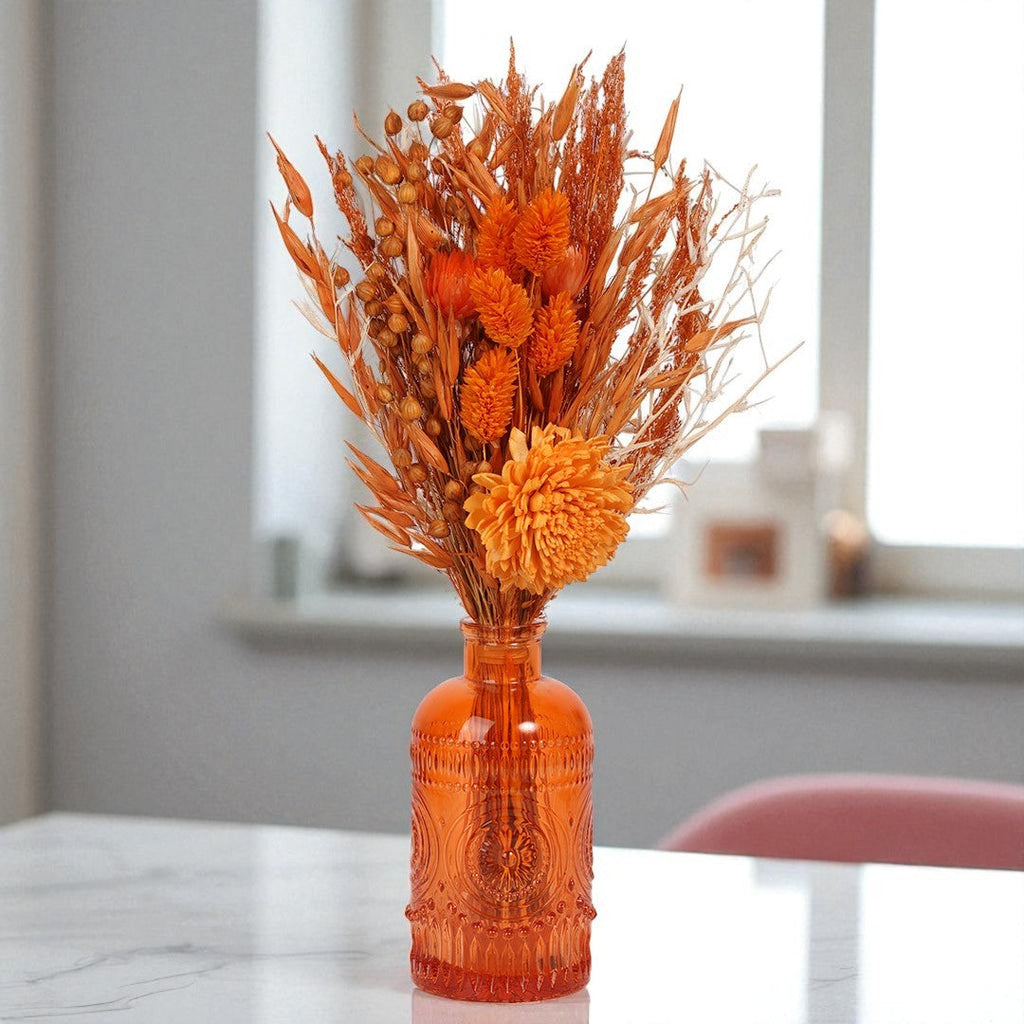 Tangerine Embossed Flower Vase
